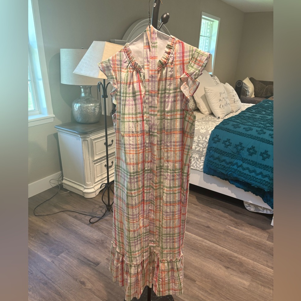 Ann Taylor Factory Red and Green Buttoned Sundress